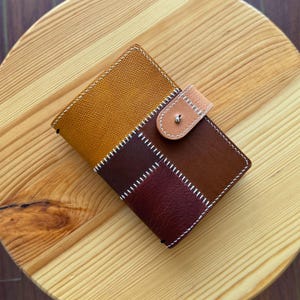 Ready to Ship: Traveler's Notebook Cover Pocket size (Patchwork 1)  | Leather patch planner cover | Handmade planner cover