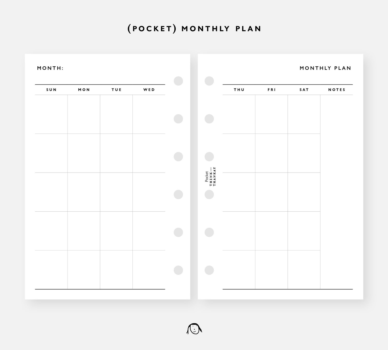 POCKET Size Monthly Printable Inserts / Agenda Printable / Ring Binder ...