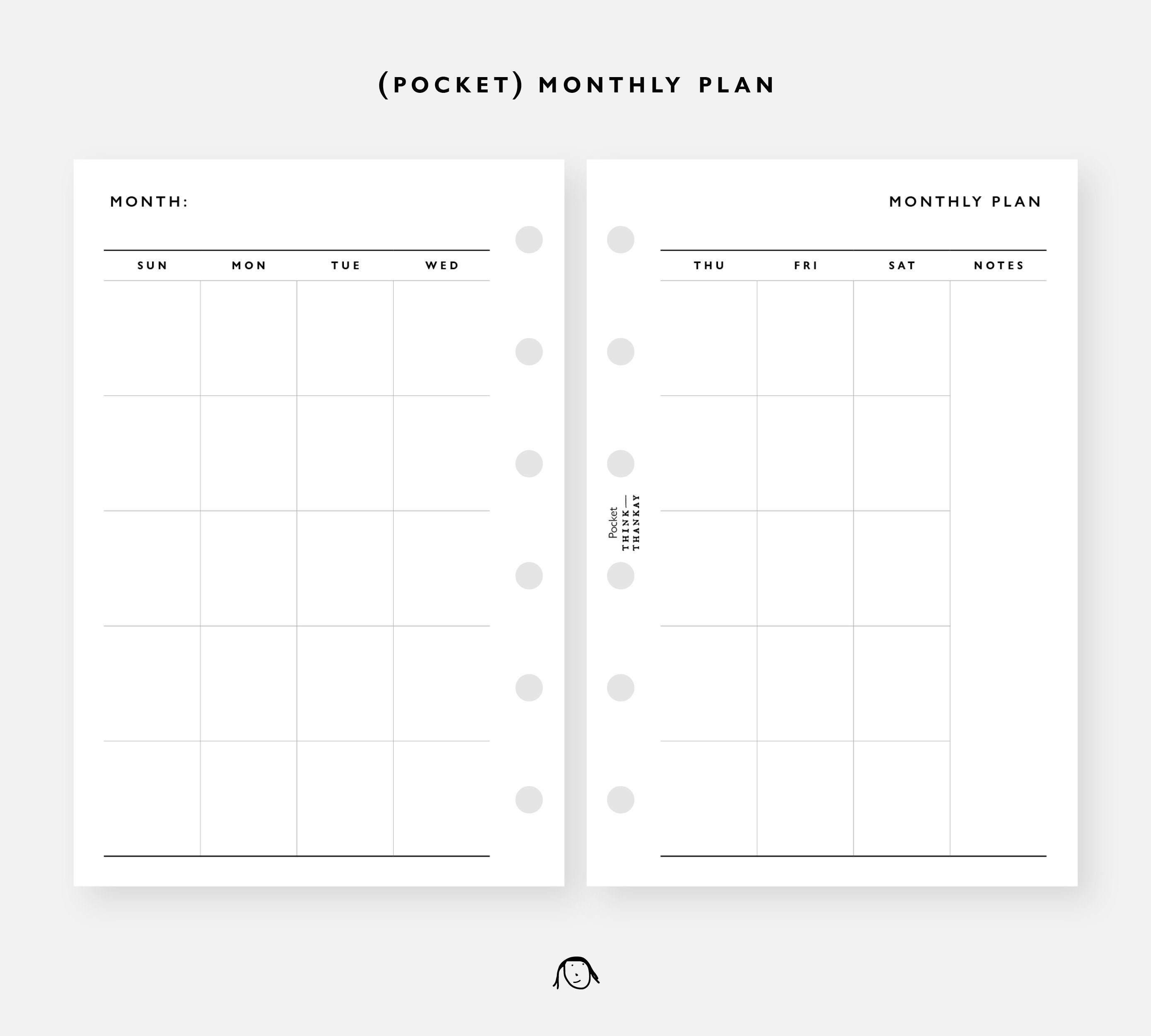 POCKET Size Monthly Printable Inserts | Agenda Printable | Ring Binder ...