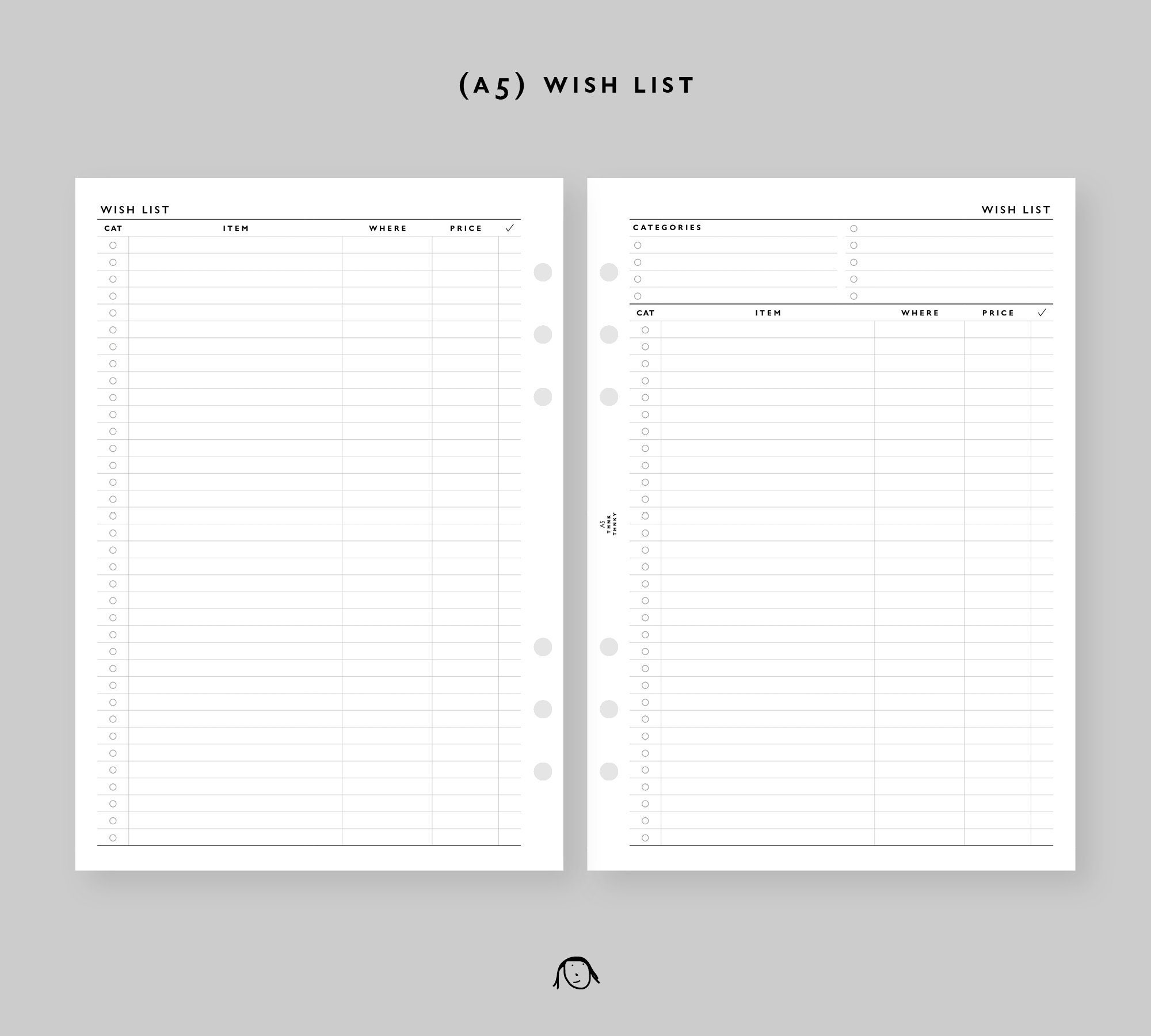 A5 Size Wish List Printable Inserts Etsy