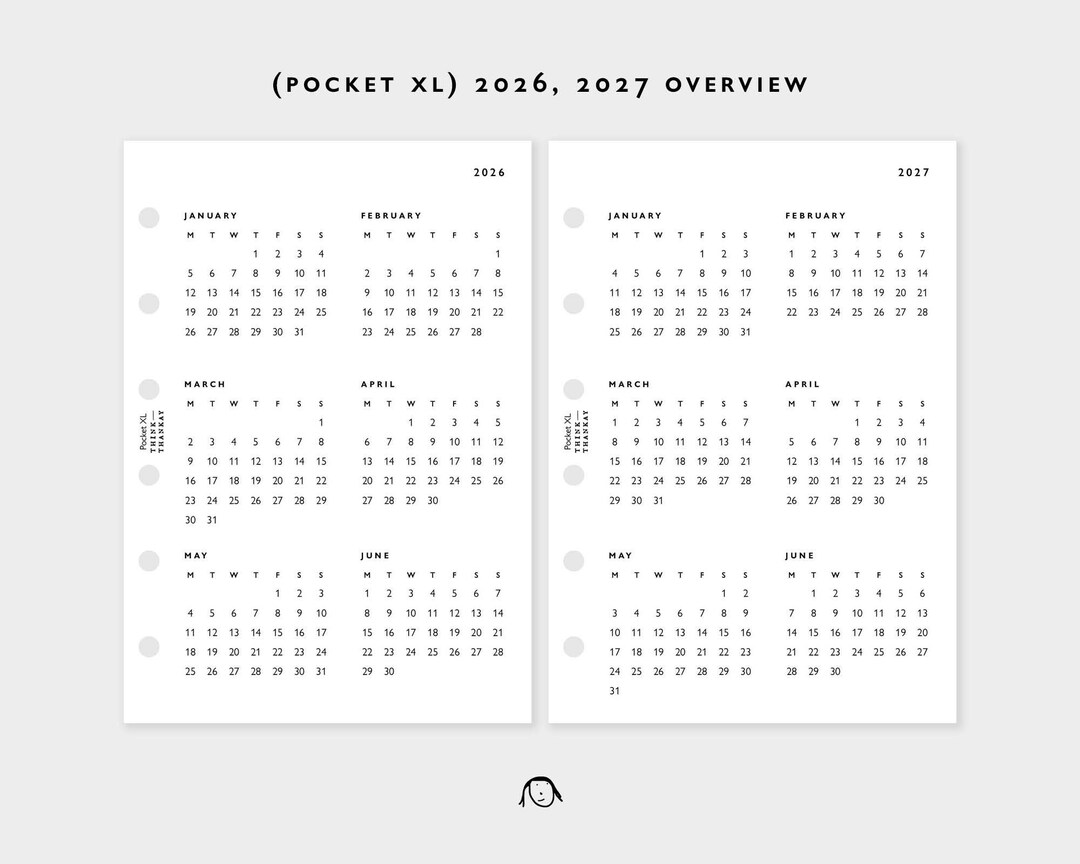 2026-2027 Pocket XL Planner Inserts: Overview Plan (PDF Printable ...