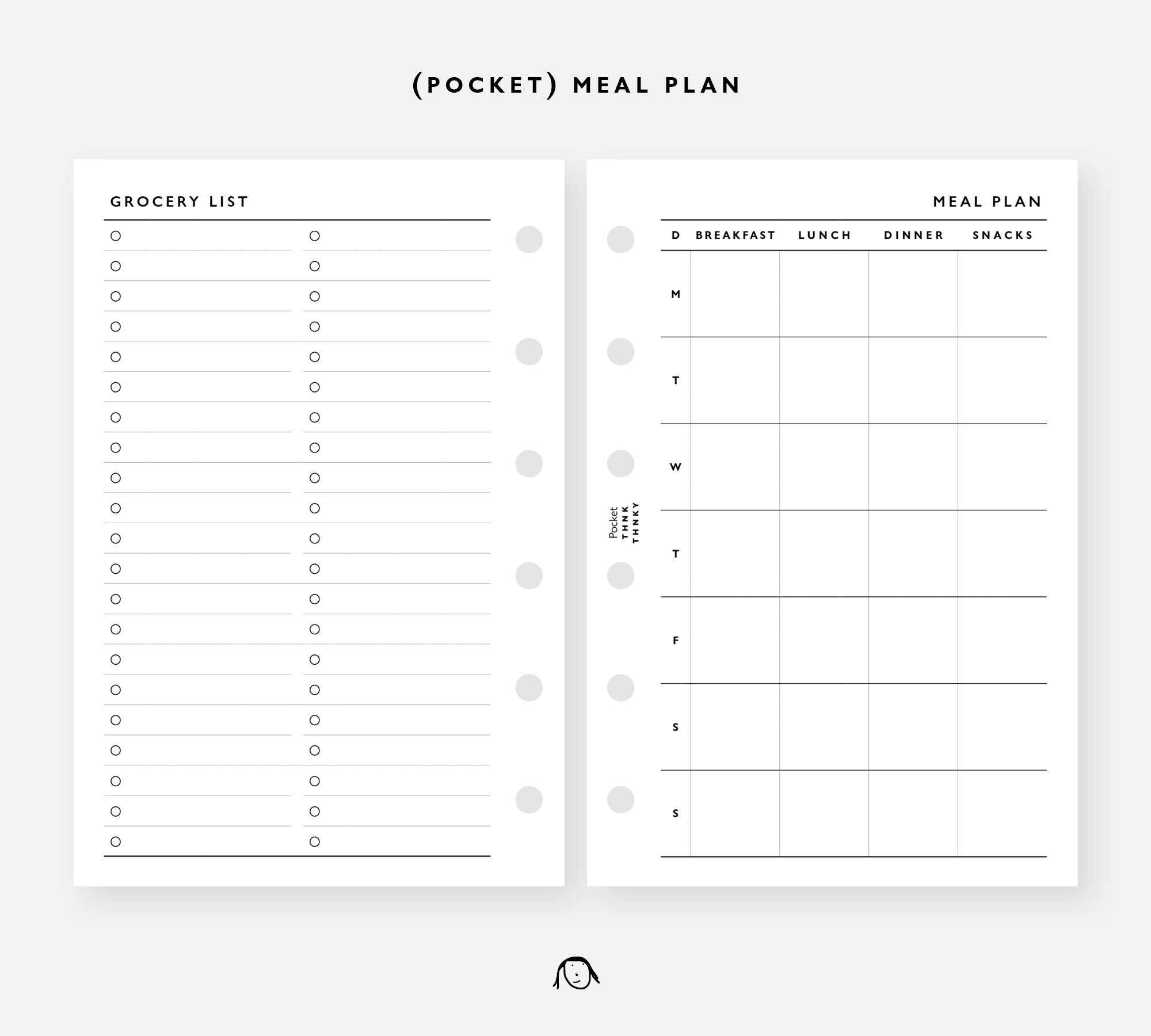 POCKET Size Meal Plan Printable Inserts - Etsy