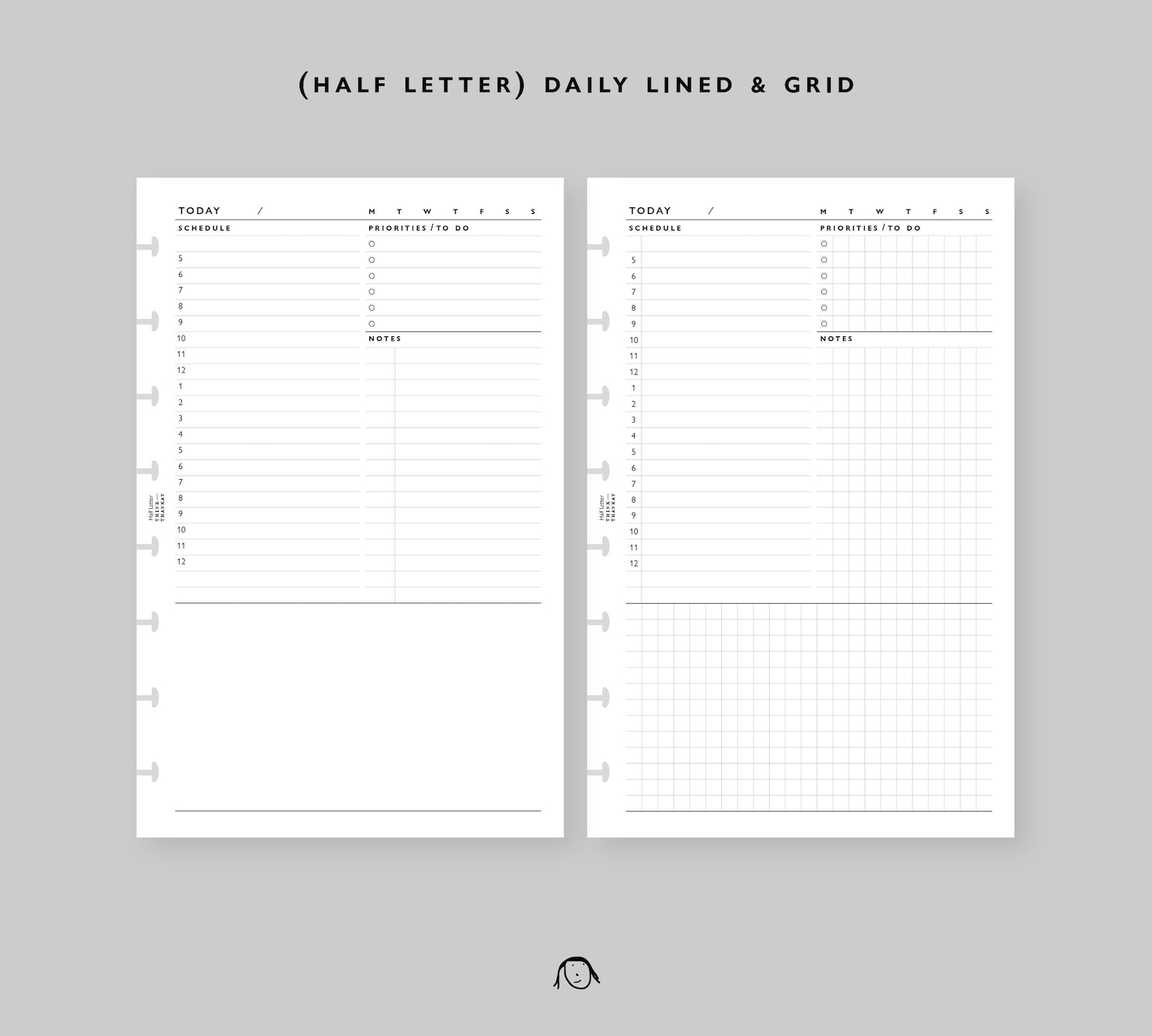 Half Letter Size Daily Plan Printable Inserts - Etsy