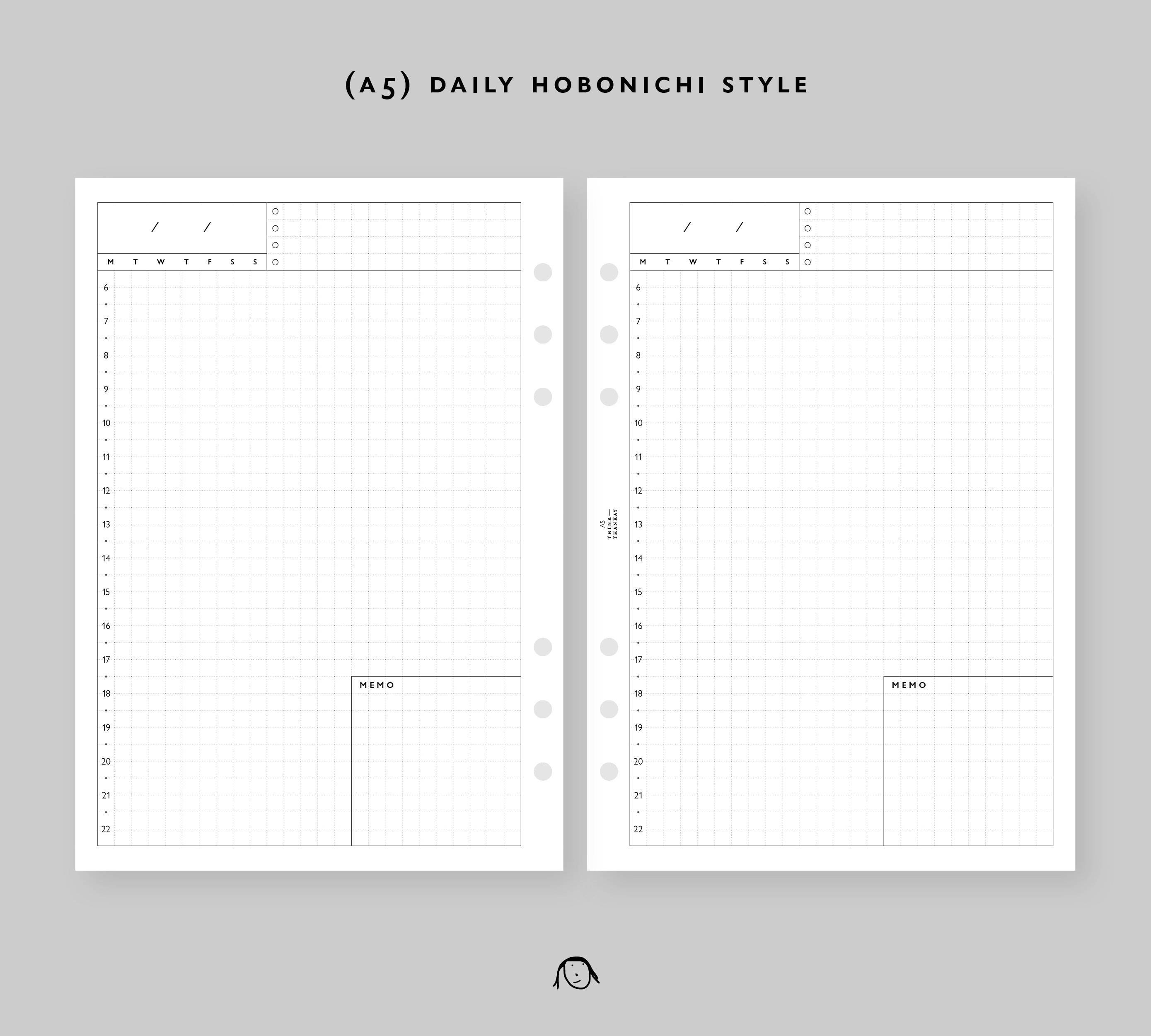 A5 Size Daily Hobonichi Style Printable Inserts - Etsy