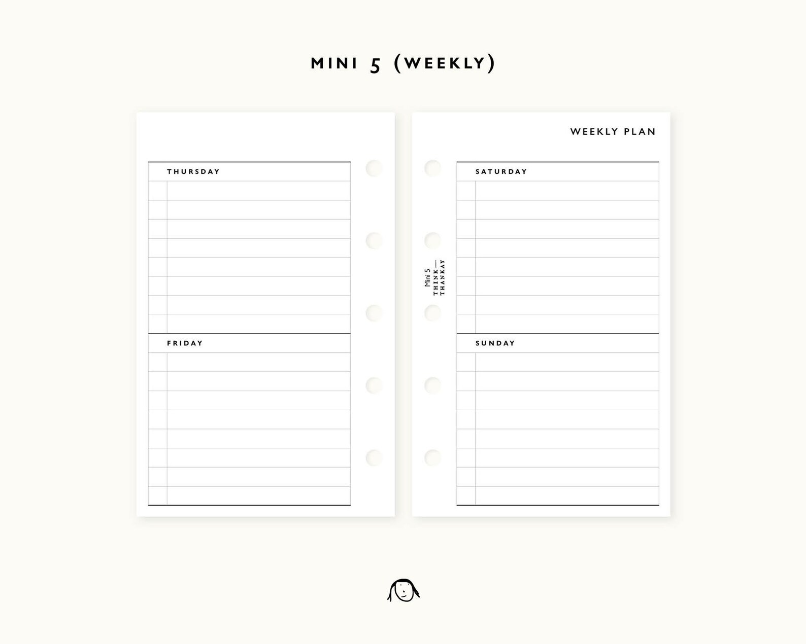 Mini 5 Weekly Printable Inserts / Weekly Planner / Agenda Printable ...