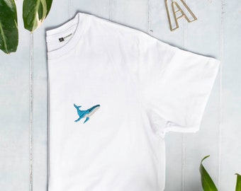 Unisex Embroidered Whale T-Shirt