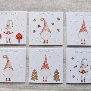 Gnome Christmas Cards, Pack of Mini Gnome Christmas Cards, Set of Small Christmas Cards, Pack of 6 Christmas Cards, Cute Gnome Cards