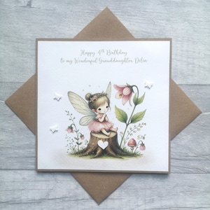 Biglietto di auguri di buon compleanno personalizzato con una fata, simpatico biglietto di auguri di compleanno con fata, biglietto di auguri per nipote, nipote, figlia