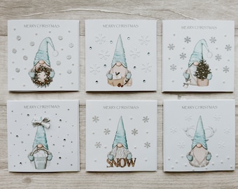 Gnome Cards, Scandinavian Christmas Cards, Pack of Christmas Scandinavian Gnome Cards, Set of Small Mini Christmas Cards