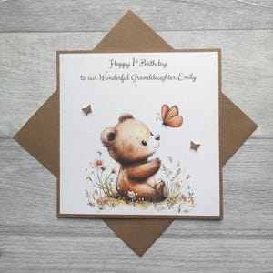 Carte d'anniversaire personnalisée pour une petite-fille, un petit-fils, une fille, un fils, une nièce, un neveu, un joli nounours