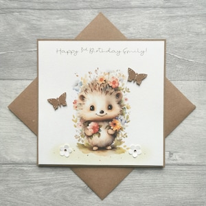 Personalisierte 6x6 ""Happy 1st 2nd 3rd Enkelin Tochter Nichte Geburtstagskarte, Igel Geburtstagskarte, benutzerdefinierte Geburtstagskarte für Sie."