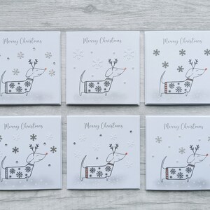 Kerst teckel worsthondpakket kerstkaarten, kaarten met teckelhond, kaarten met worsthond, set van 6 mini-kerstkaarten