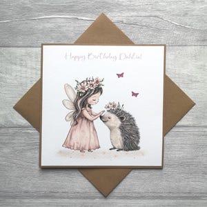 Biglietto di auguri di compleanno personalizzato con una fata e un riccio, biglietto di auguri di compleanno con fata per figlia, nipote, nipote per qualsiasi età, biglietto con fata