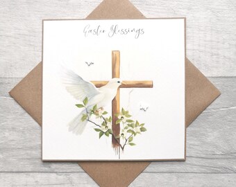 Christelijke paaskaart, elegante paaskaart met kruis, religieuze paaskaart, paaskaart, katholieke kaart voor Pasen