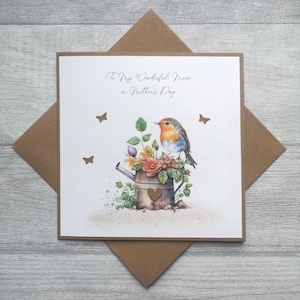 Personalisierte Muttertagskarte mit Rotkehlchen, Gartenarbeit Muttertagskarte, Muttertag Sonntagskarte mit Rotkehlchen, Mama Geburtstagskarte