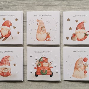 Pack of 6 Christmas Gnome Cards, Cute Gnome Christmas Cards for Grandchildren, Pack of 4x4" Christmas Cards, Personalised Christmas Cards