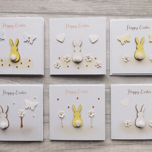 Happy Easter Cards, Pack of 6 Happy Easter Cards, 4x4in Easter Bunny Cards, Pack of Easter Cards, Pack of Easter Cards for Grandchildren