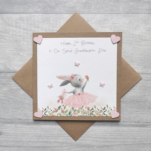 Carte d'anniversaire personnalisée 1er 2e 3e avec une ballerine lapin, jolie carte d'anniversaire ballerine, lapin avec une carte d'anniversaire tutu