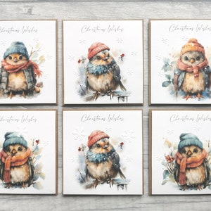 Lot de 6 cartes de Noël faites main 10 x 10 cm, cartes de Noël faites main personnalisées, lot de cartes de Noël, lot de cartes de Noël fantaisistes