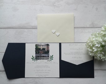 Pocketfold Venue Image Wedding Invitation, Pocketfold Wedding Invites, Wedding Stationery Set