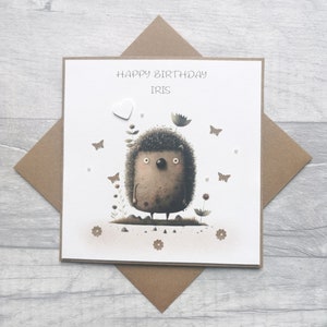 Carte de joyeux anniversaire personnalisée avec un hérisson mignon, carte d'anniversaire de hérisson mignon, carte d'anniversaire faite à la main, cartes d'anniversaire