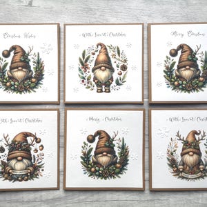 Pak met kerstkaarten van 4 x 4 inch met kabouters, pakket met 6 kabouterkerstkaarten, handgemaakte kerstkaarten met noordse kabouters