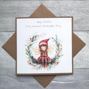 Carte de Noël personnalisée avec une fée, carte de Noël pour fille, petite-fille, nièce, carte de Noël personnalisée avec fée