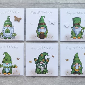 Lot de 6 cartes pour la Saint-Patrick, lot de 4 x 4 po. Gnome mignon pour la Saint-Patrick, cartes personnalisées pour la Saint-Patrick