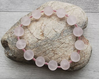 Natural Gemstone Rose Quartz Bracelet Round Bead Stretchy Bracelet Gift for Her Birthday Gift Made to Order Jewellery