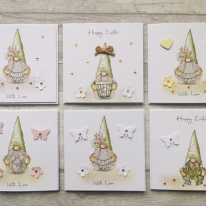 Pack of 6 small Easter gnome cards, Happy Easter cards, Easter Gnome Cards, 4x4" Easter cards, Blank Easter cards, Cute Easter Cards