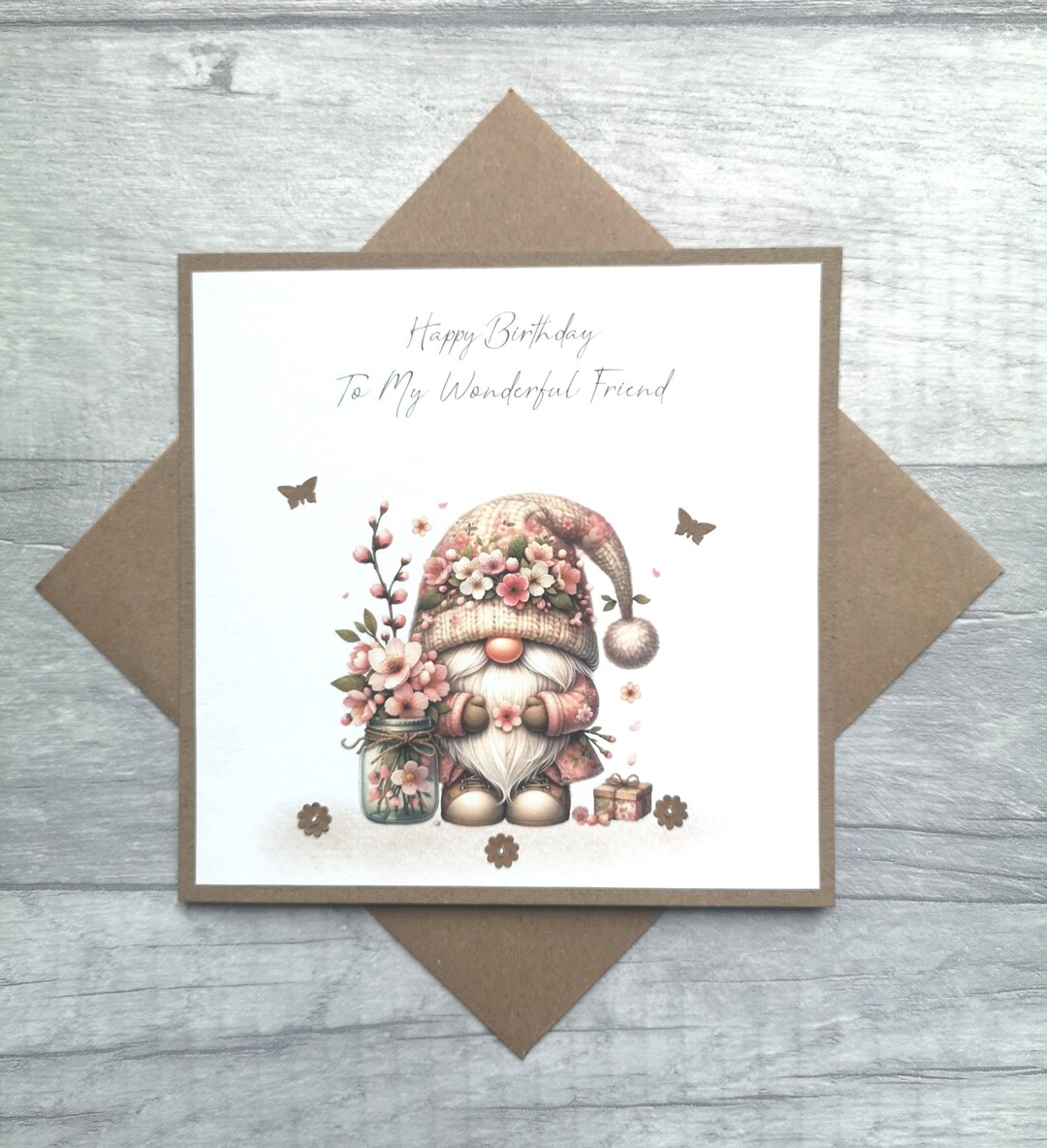 Personalised Happy Birthday Card With a Gnome, Gnome Birthday Card for ...