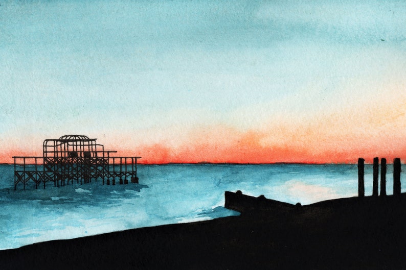 A5 Fine Art Print Watercolour The West Pier