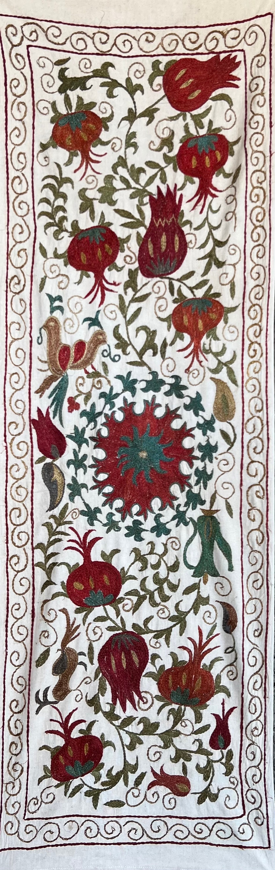 An amazing Tree of life Suzani wall hanging and tablerunner Uzbek handmade silk suzani