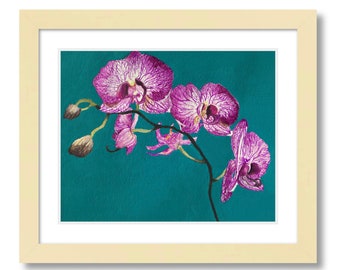 Orchidea Pittura / Floral Wall Art / Gouache Inchiostro e Acquerello