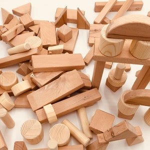 Toy Wooden Building Blocks - Handmade Set of 150