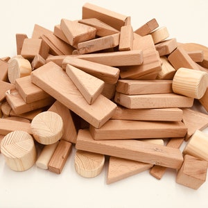 Toy Wooden Building Blocks - Handmade Set of 100