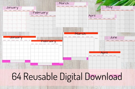 Printable Planner Monthly Inserts-glam300 | Etsy