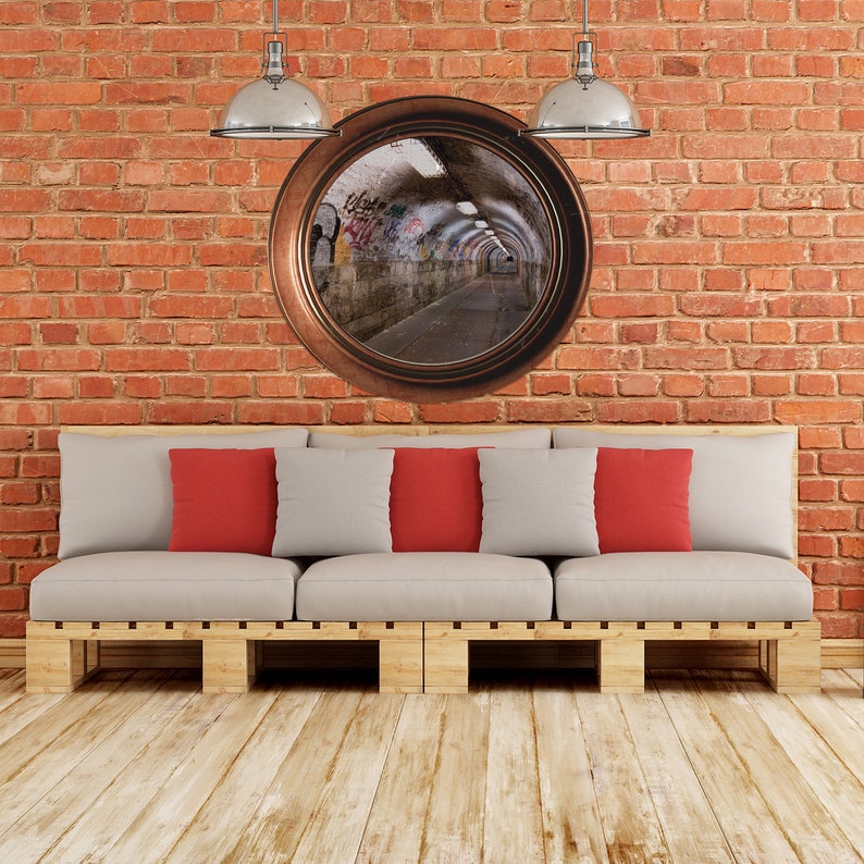 graffiti 3D illusion Circle round tunnel wallpaper hole in the wall 1 piece wall sticker subway 115 cm diameter