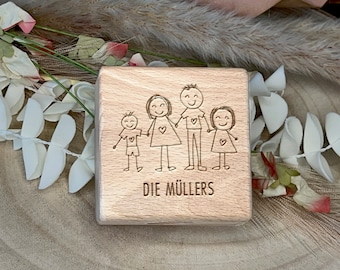 IDEENklotz - 6 cm - Magnetischer Schlüsselblock aus Holz - personalisiertes Schlüsselbrett - Einweihungsgeschenk - "Familie."