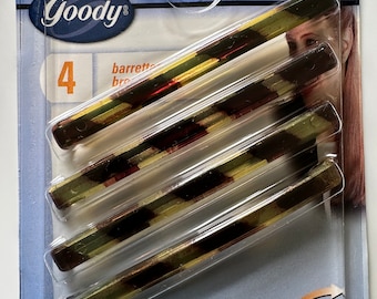 VINATGE 1990 NEW LOT?Goody 3 Inch Pack Of 3 Barrettes #3507 Made USA Black Gold GOODY Vintage 3” Inch Nos Nib New Stay-tight Clasp 4  main image 2