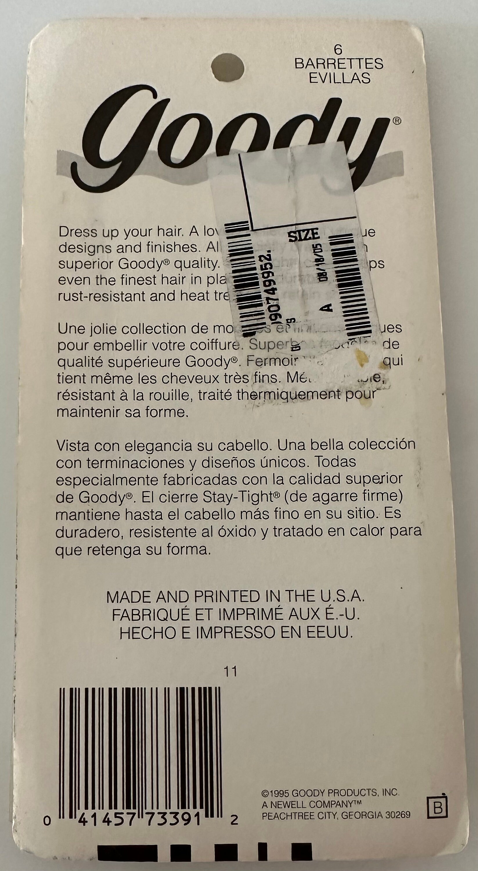 GOODY Vintage 3” Inch Nos Nib New Stay-tight Clasp 6 GOODY Vintage 3” Inch Nos Nib New Stay-tight Clasp 6