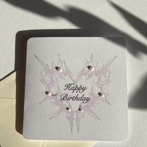 Tarjeta de cumpleaños l Motivo de corazón I Aplicación de nácar I Corazón | regalo de cumpleaños | Idea de regalo I Tarjeta elegante I Moderna I Tarjeta I Y2K