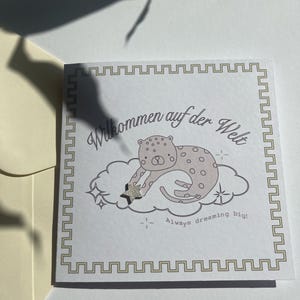 Carte de naissance I Carte de naissance I Félicitations pour la naissance I Garçon I Fille I Unisexe I Étoile I Bois I Étoile en bois I Nuage I Illustration