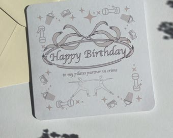 Karte zum Geburtstag I Geburtstagskarte I Glückwünsche I Pilates I Reformer Yoga I Workout I Pilates community I workout I partner in crime