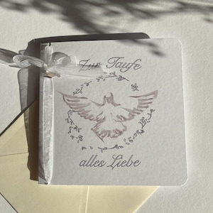 Carte de baptême I Félicitations pour votre baptême I Cadeau de baptême I Baptême I Symbole I Pendentif I Pendentif symbolique I Noeud | Carte de baptême l Colombe