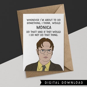 KOOP 1 KRIJG 1 GRATIS! Afdrukbare kaart - bedankkaart – direct downloaden – Dwight Schrute-cadeau – grappige bedankkaart – vriendenkaart