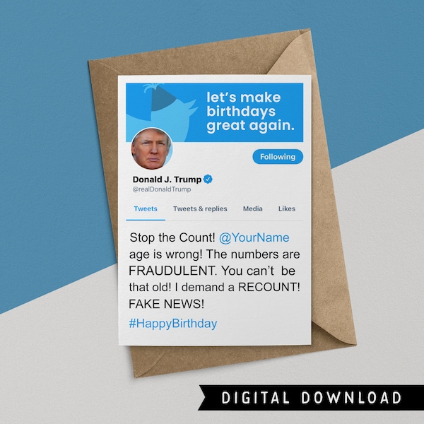 BUY 1 GET 1 FREE! Printable Birthday Card - Instant Download - Donald Trump Gift - Funny Birthday Card - Happy Birthday Card -Greeting Cards