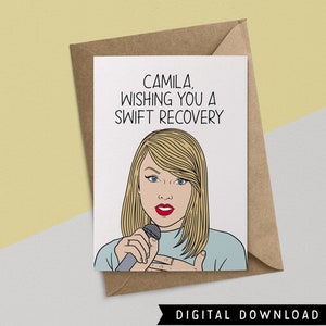 BUY 1 GET 1 FREE Printable Get Well Card Instant Download Taylor Swift Gift Funny Recovery Card Happy Birthday Card Greeting Cards image 1