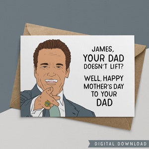 KOOP 1 KRIJG 1 GRATIS! Vaderdagkaart – direct downloaden – Arnold cadeau – grappige wenskaart – Happy Dad Day – wenskaarten – kaart voor papa