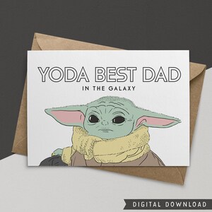 KOOP 1 KRIJG 1 GRATIS! Vaderdagkaart – direct downloaden – Yoda Best Dad – grappige wenskaart – Happy Dad Day – wenskaarten – kaart voor papa